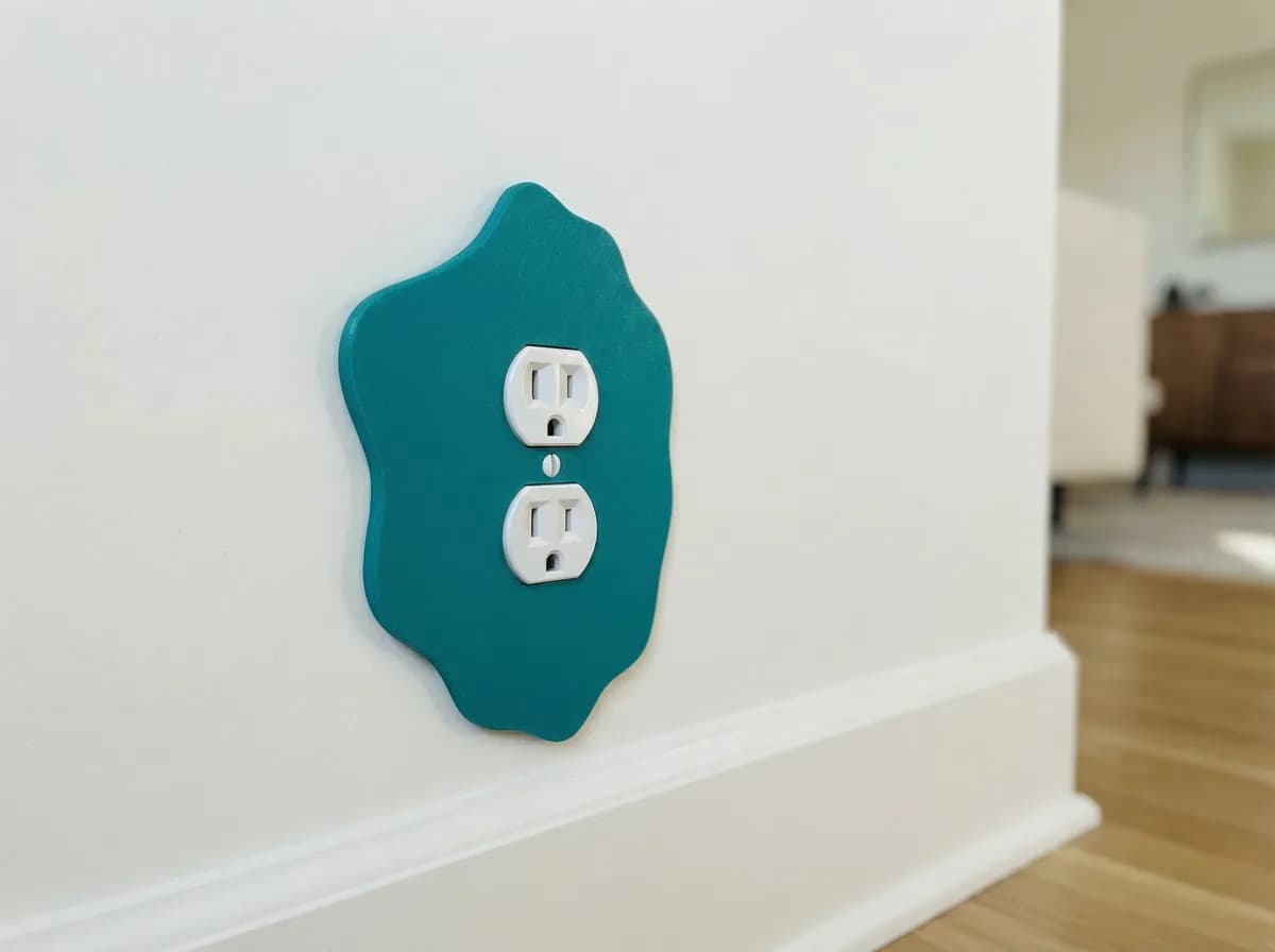 Bold Plates decorative outlet cover installed on a wall